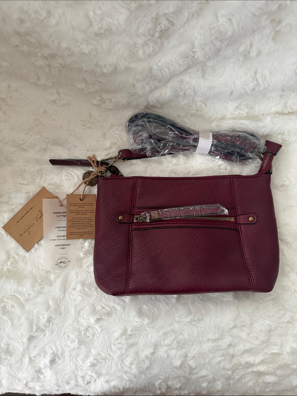 Ampère Women's Crossbody Bag - Burgundy Vegan Leather